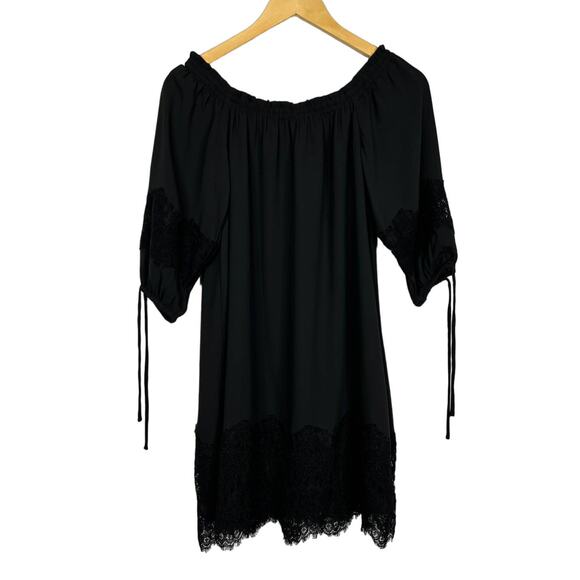 Ann Taylor LOFT Petite Black Off The Shoulder Mini Dress Size XS NWT $89 - Picture 2 of 10